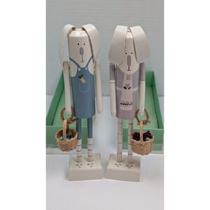 Bunny Wood Figure Set Boy And Girl L&L Trading Co.  8.5" Tall